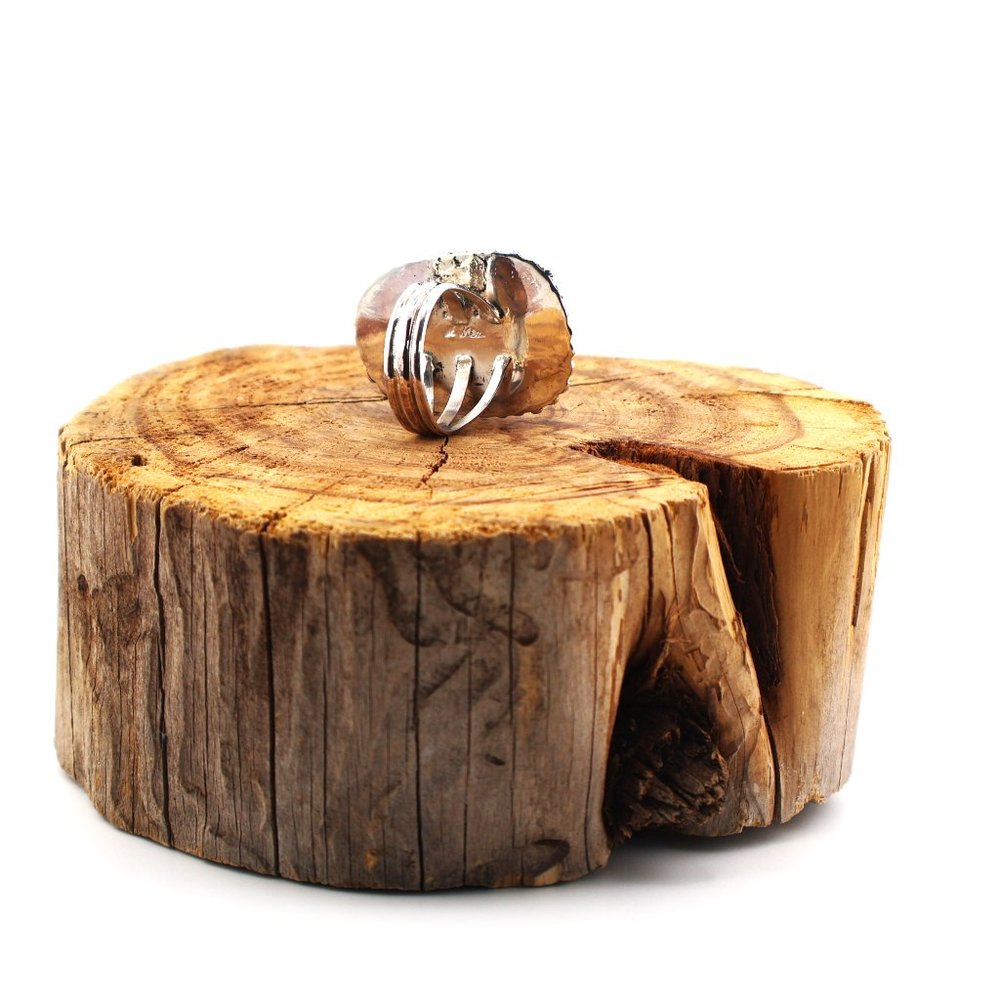 Native American Jasper Zebra Ring Navajo Handmade Jewelry Sterling Sz 8.5 US** - Picture 8 of 13